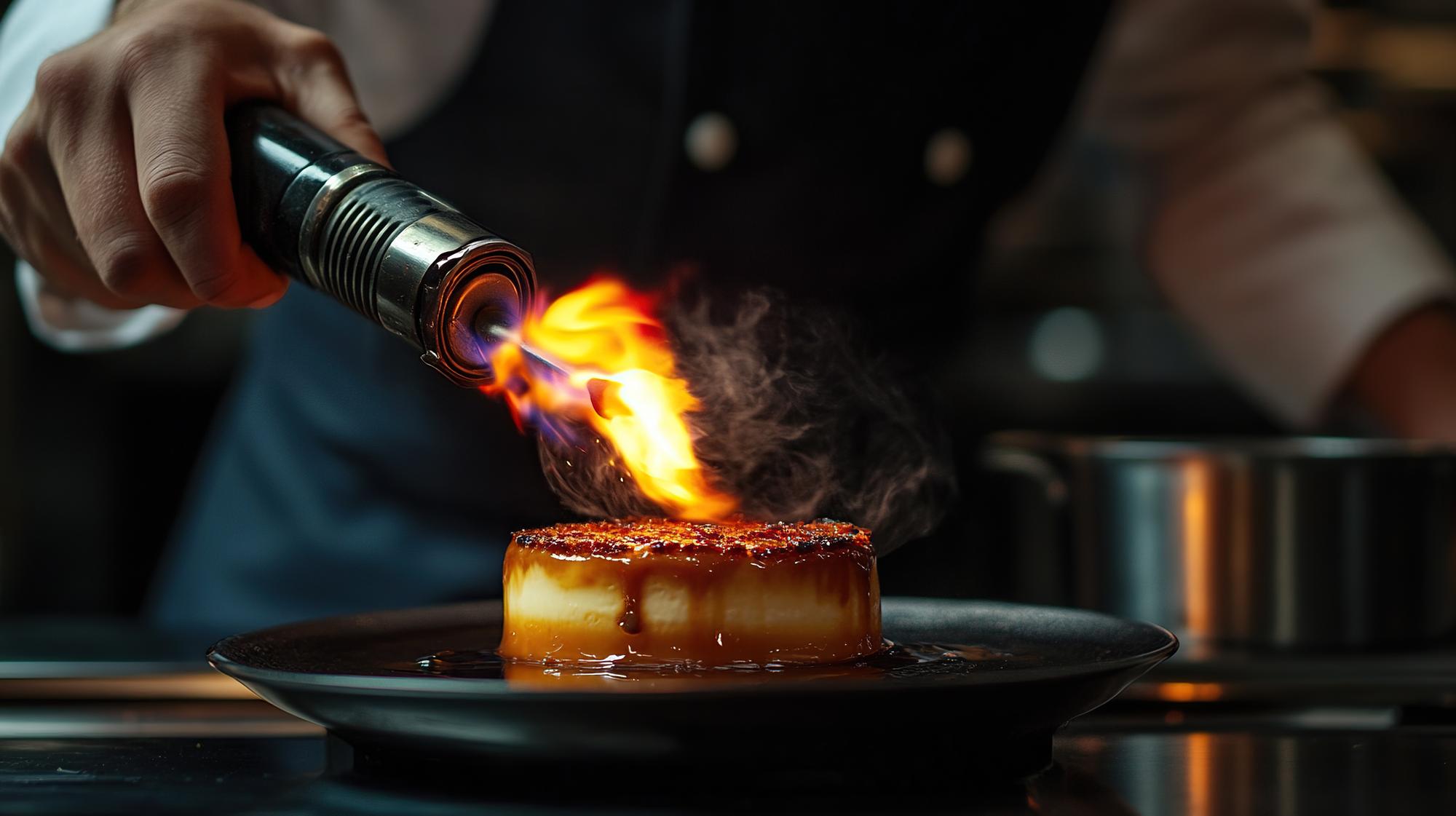 Chef hands finishing a dessert