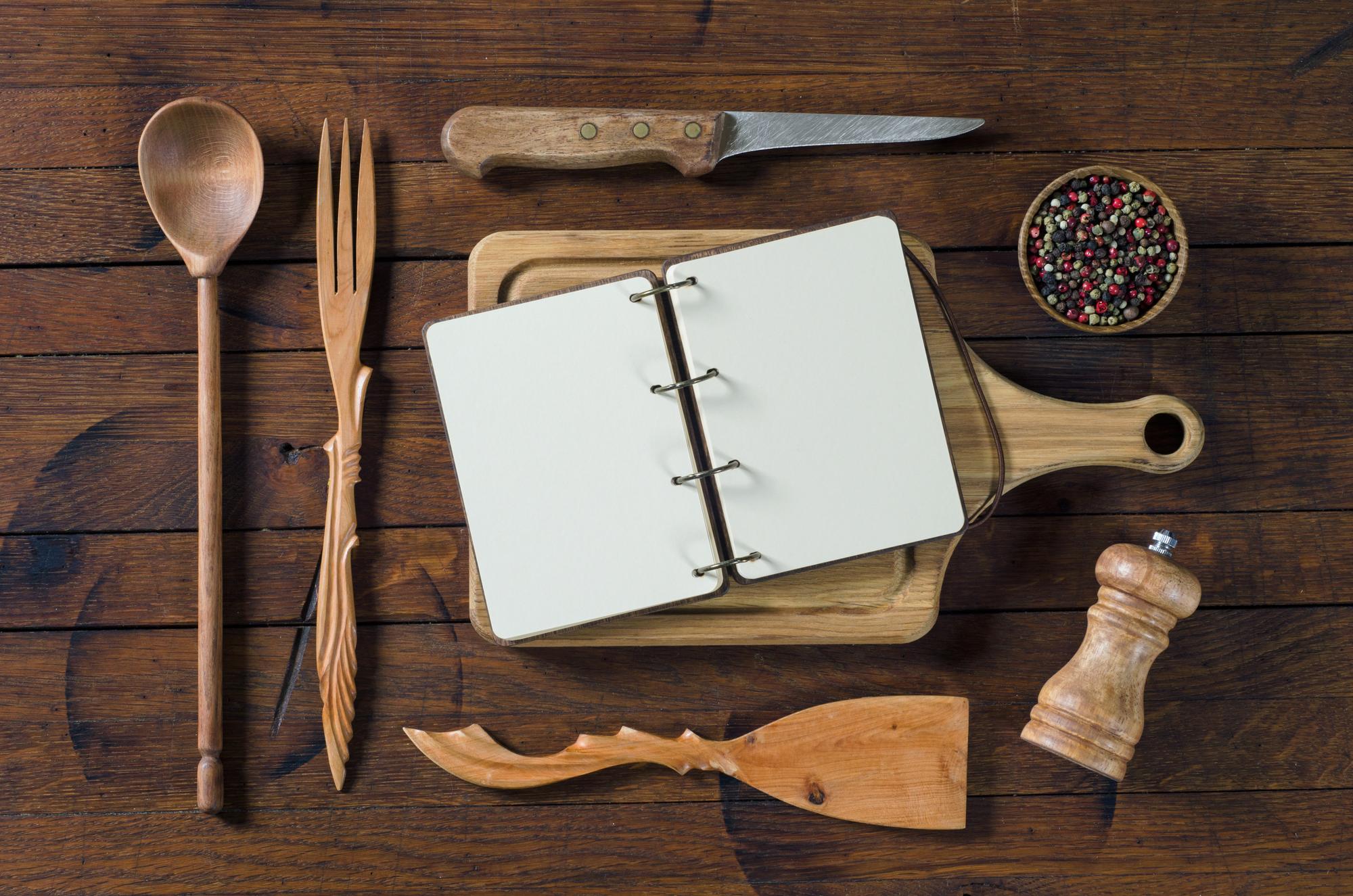 Notebook with menu sketches